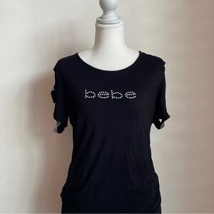 Bebe Y2K Rhinestone Top Bedazzled Studded Cuffs Indie Sleaze Grunge Party Girl